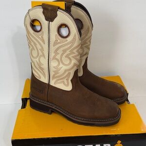 EUROSTAR WOMEN Brown and Cream Pull-On Embroidered Ankle Booties